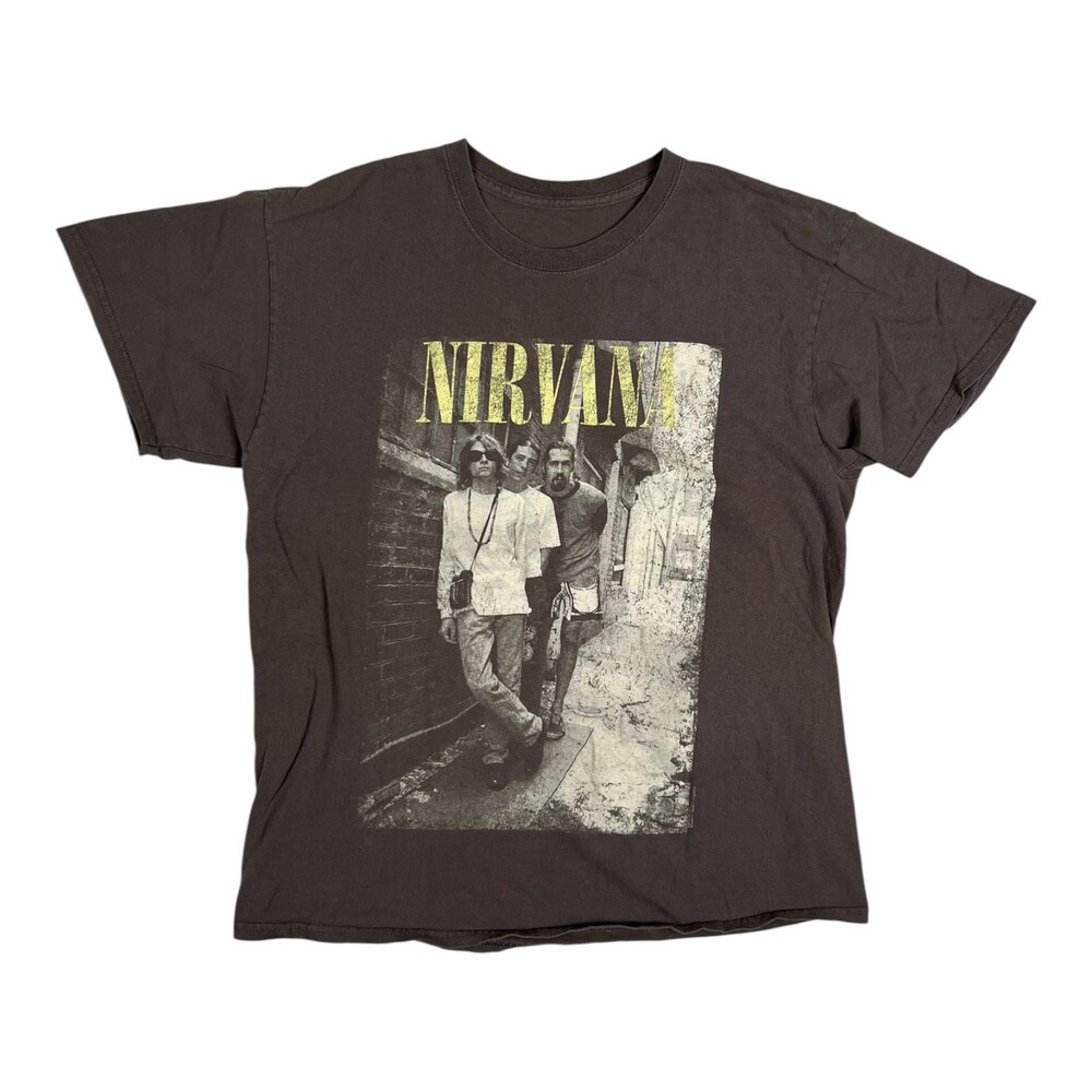 Nirvana Kurt Cobain T-Shirt Size Medium Portrait Gray Retro Grunge Stain